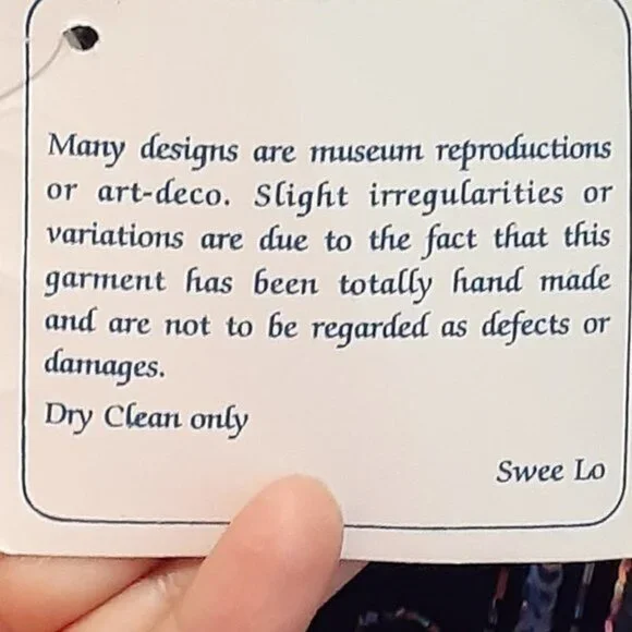 NWT VINTAGE SWEE LO Handmade Beaded & Sequin Navy Blue Cocktail Dress Deadstock - Picture 6 of 13